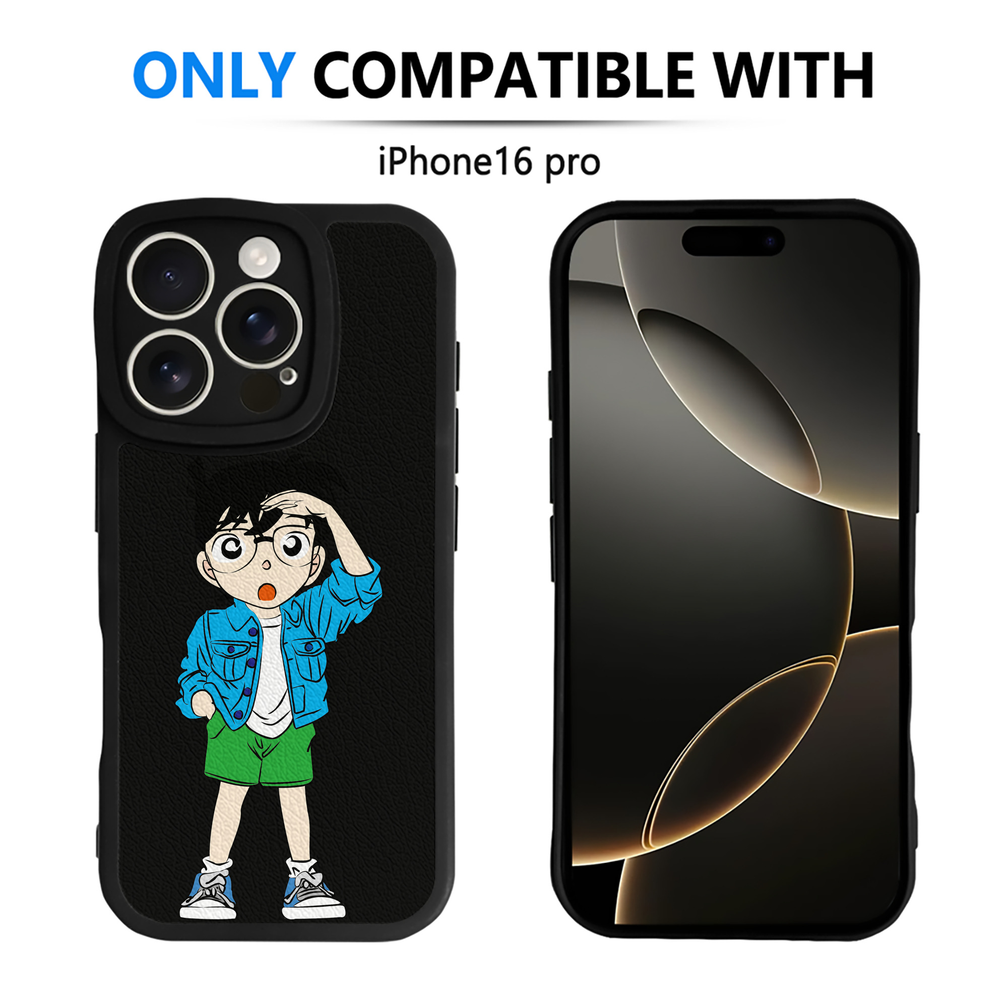 （画像用） 名探偵コナン 江戸川 コナン Detective Conan Conan Edogawa 【iPhone 16シリーズ対応】シリコンスマホケース（レザー調） 材質：シリコン